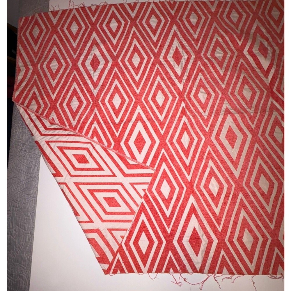 Vtg Orange Eternity Coral Textured Upholstery Fabric 1 Yard 43 x 56